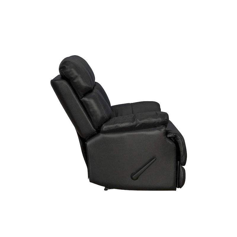 Fauteuil inclinable manuel Davin en cuir véritable pleine fleur marron avec repose-pieds extensible
