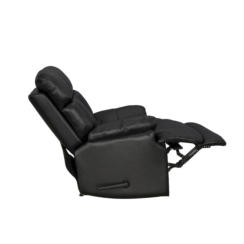 Fauteuil inclinable manuel Davin en cuir véritable pleine fleur marron avec repose-pieds extensible