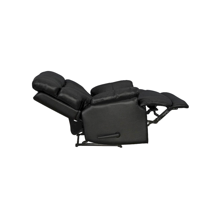 Fauteuil inclinable manuel Davin en cuir véritable pleine fleur marron avec repose-pieds extensible