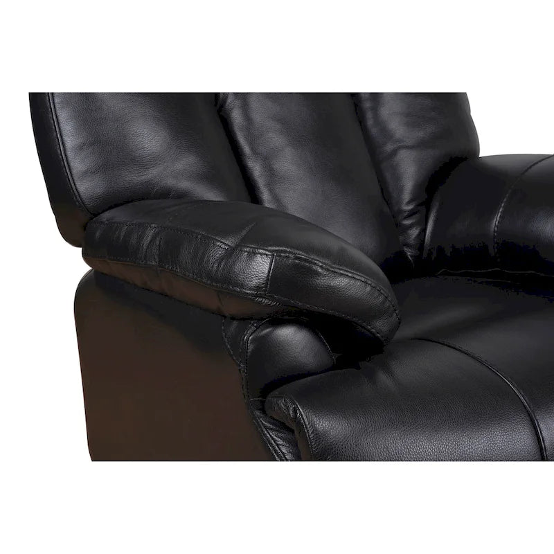 Fauteuil inclinable manuel Davin en cuir véritable pleine fleur marron avec repose-pieds extensible