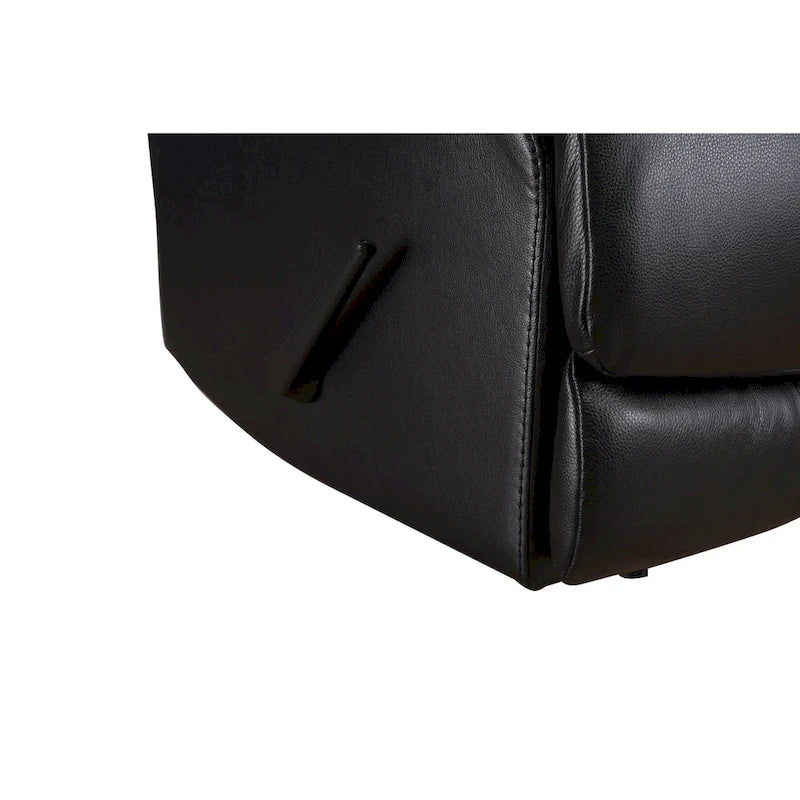 Fauteuil inclinable manuel Davin en cuir véritable pleine fleur marron avec repose-pieds extensible