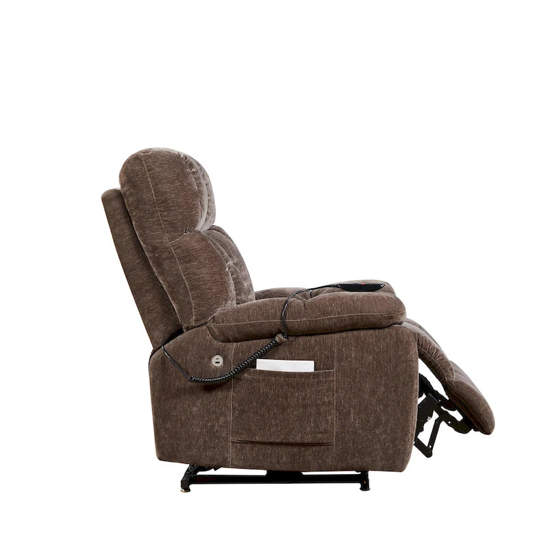 Fauteuil inclinable électrique Liyasi avec 2 moteurs, massage et chaleur pour personnes âgées, 3 positions, 2 poches latérales, port de charge USB P