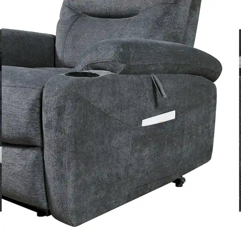 Liyasi Electric Power Lift Recliner Chair with Massage and Heat for Elderly, 3 Positions, 2 Side Pockets, Cup Holders, USB Char