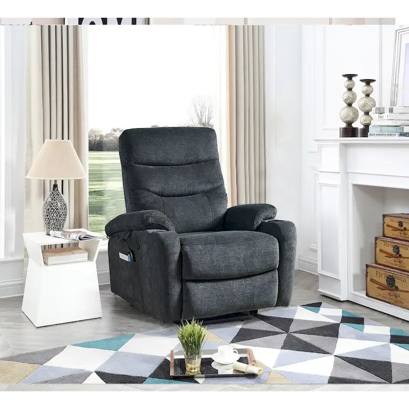 Fauteuil inclinable électrique Liyasi avec massage et chauffage pour personnes âgées, 3 positions, 2 poches latérales, porte-gobelets, chargeur USB
