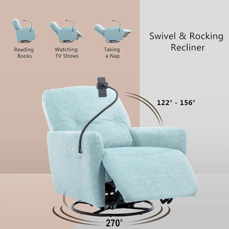 Fauteuil inclinable électrique pivotant à 270 degrés, canapé inclinable individuel pour cinéma maison avec porte-téléphone pour L