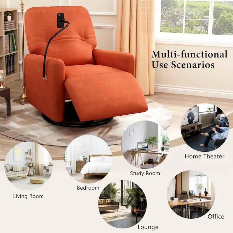 Fauteuil inclinable électrique pivotant à 270 degrés, canapé inclinable individuel pour cinéma maison avec porte-téléphone pour L