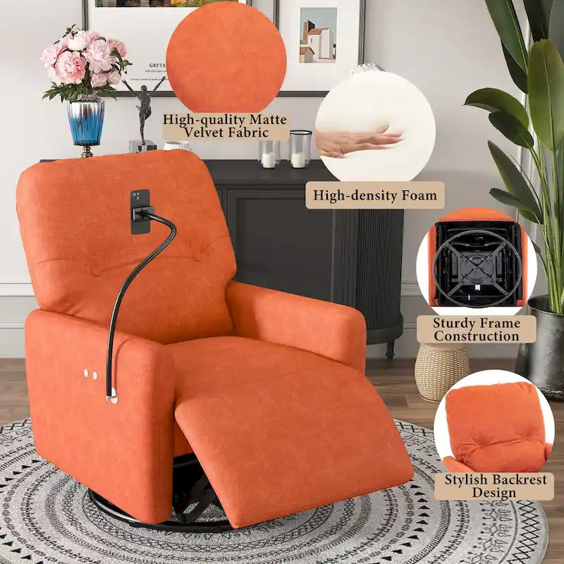 Fauteuil inclinable électrique pivotant à 270 degrés, canapé inclinable individuel pour cinéma maison avec porte-téléphone pour L