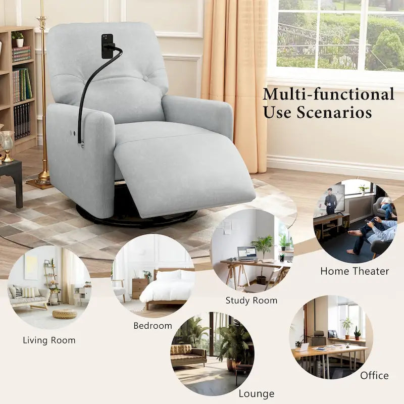 Fauteuil inclinable électrique pivotant à 270 degrés, canapé inclinable individuel pour cinéma maison avec porte-téléphone pour L