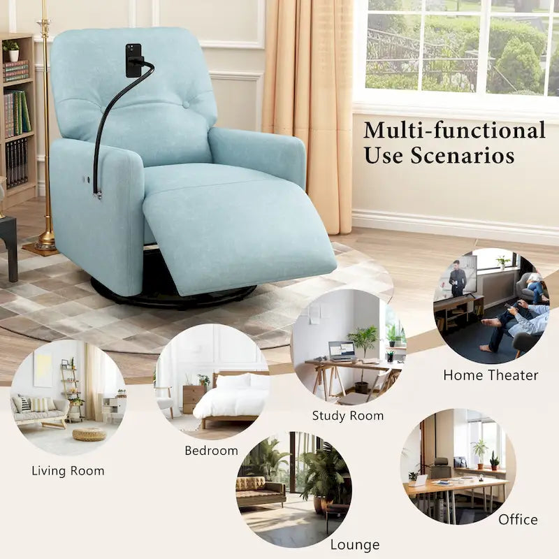 Fauteuil inclinable électrique pivotant à 270 degrés, canapé inclinable individuel pour cinéma maison avec porte-téléphone pour L