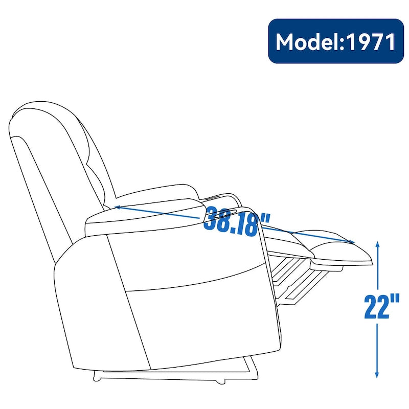 Fauteuil inclinable releveur électrique grande puissance EMON avec massage et fonction chauffante pour personnes âgées, fauteuil inclinable large et rembourré, mécanisme de mouvement robuste