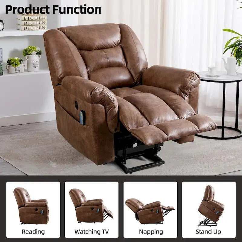 Fauteuil inclinable électrique releveur en cuir PU avec fonction massage et télécommande facile à utiliser