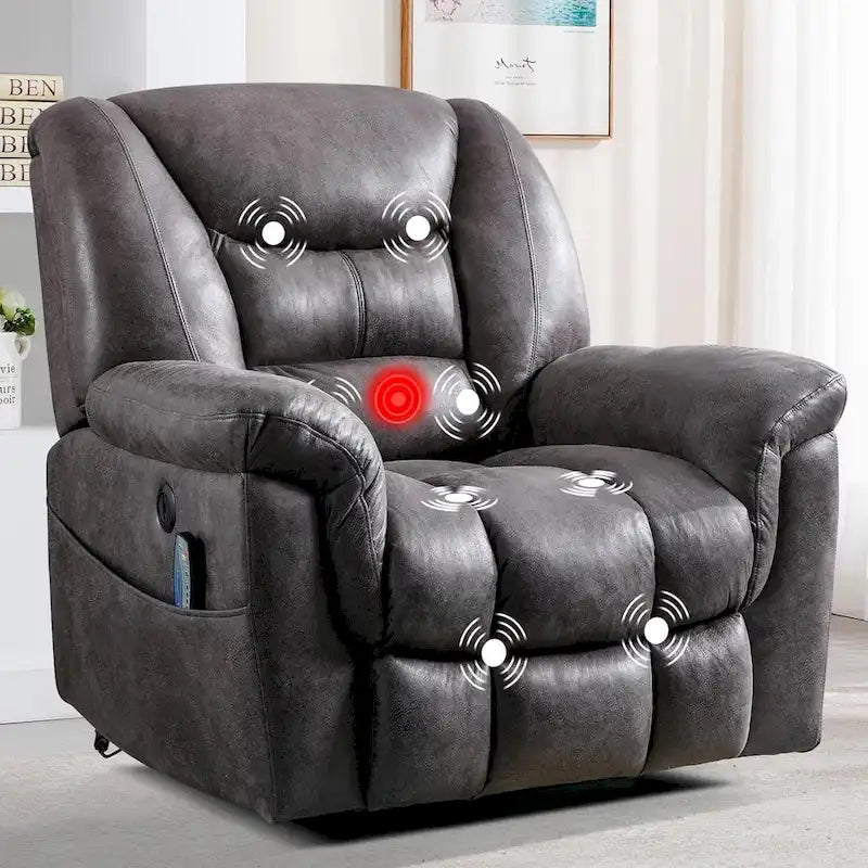 Fauteuil inclinable électrique releveur en cuir PU avec fonction massage et télécommande facile à utiliser