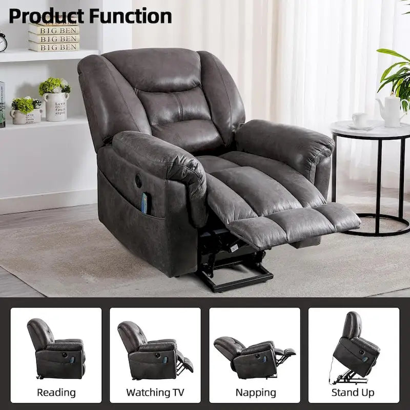 Fauteuil inclinable électrique releveur en cuir PU avec fonction massage et télécommande facile à utiliser