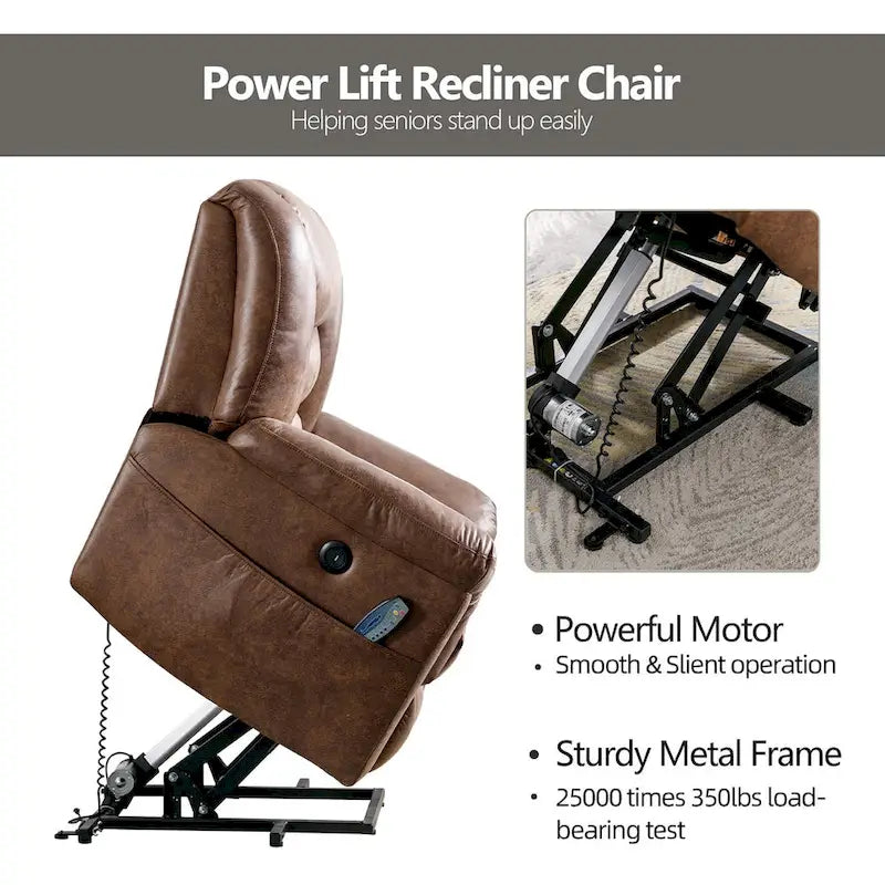 Fauteuil inclinable électrique releveur en cuir PU avec fonction massage et télécommande facile à utiliser