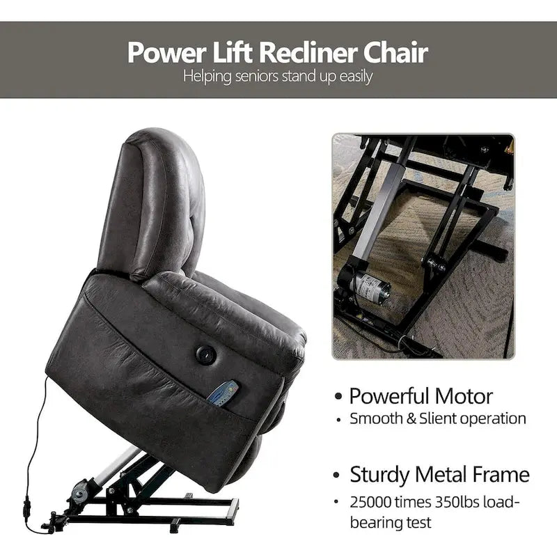 Fauteuil inclinable électrique releveur en cuir PU avec fonction massage et télécommande facile à utiliser