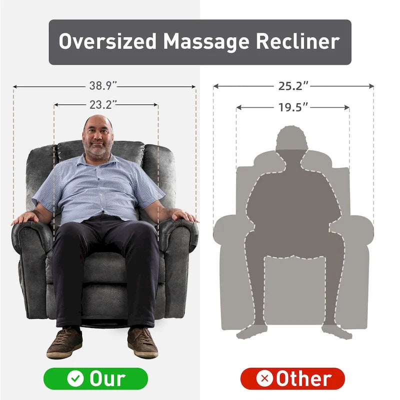 Fauteuils inclinables pivotants berçants avec massage et chaleur et poches latérales