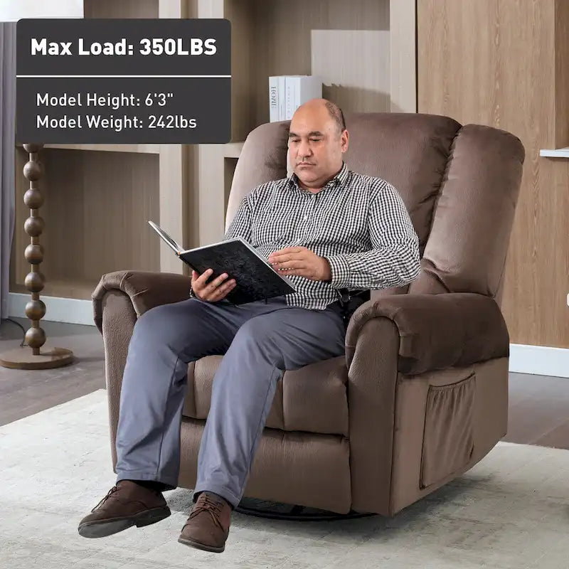 Fauteuils inclinables pivotants berçants avec massage et chaleur et poches latérales