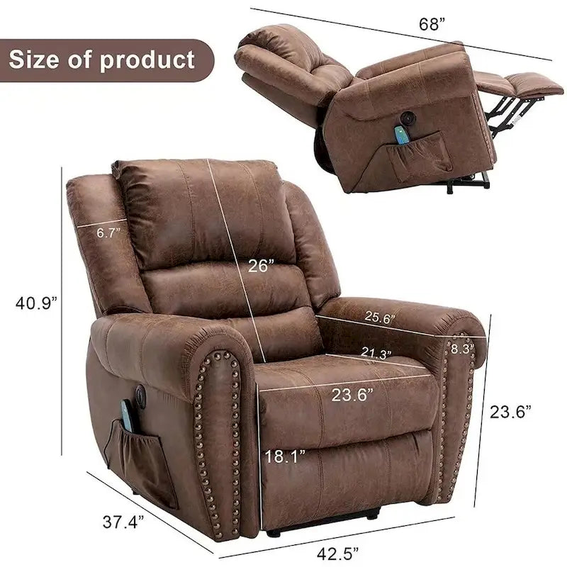 Fauteuil inclinable électrique respirant Rivet avec massage, chaleur et port USB