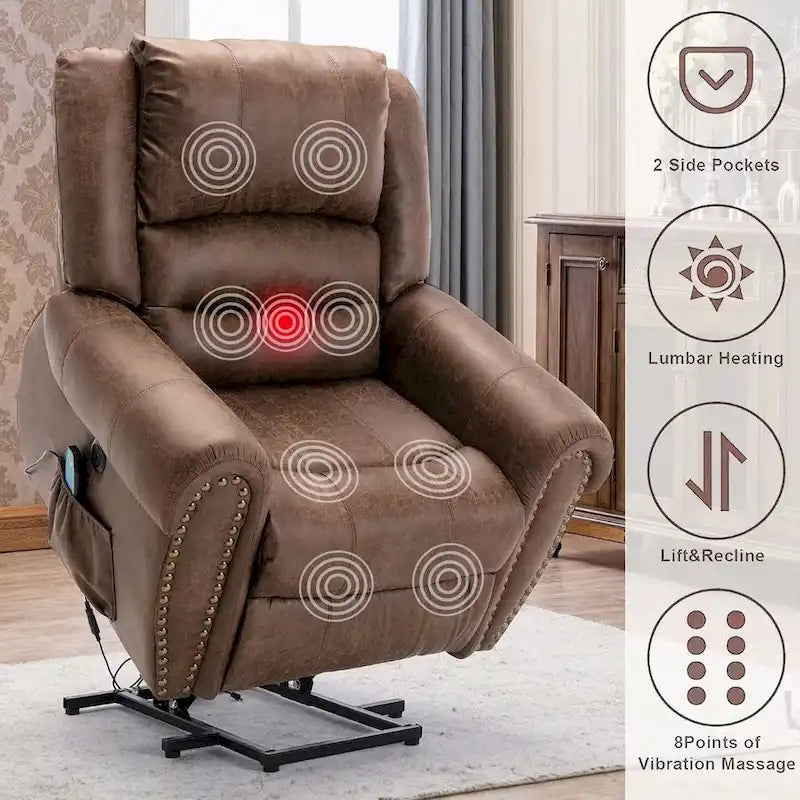 Fauteuil inclinable électrique respirant Rivet avec massage, chaleur et port USB