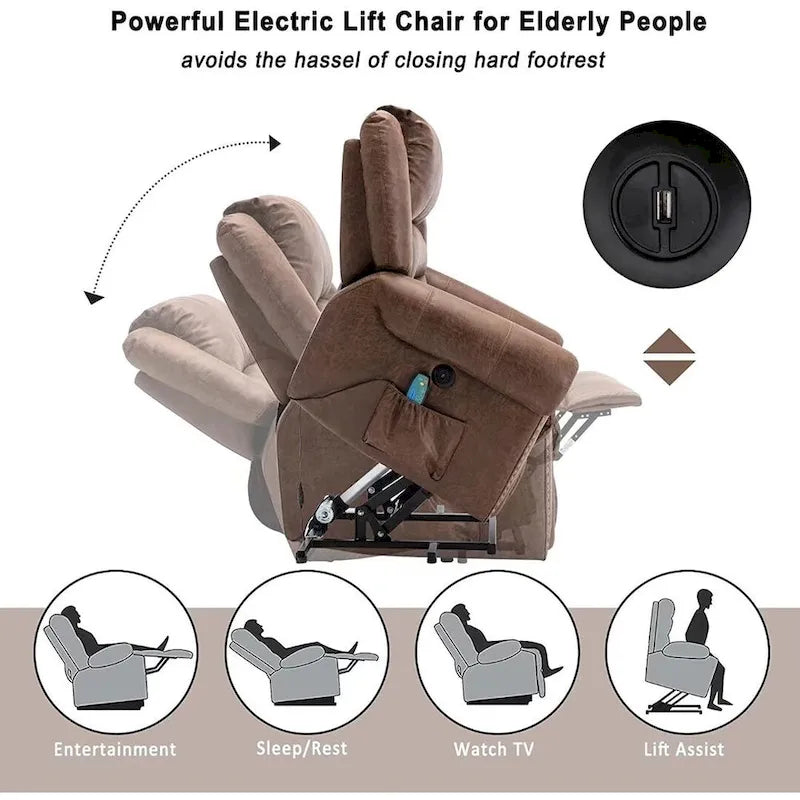 Fauteuil inclinable électrique respirant Rivet avec massage, chaleur et port USB