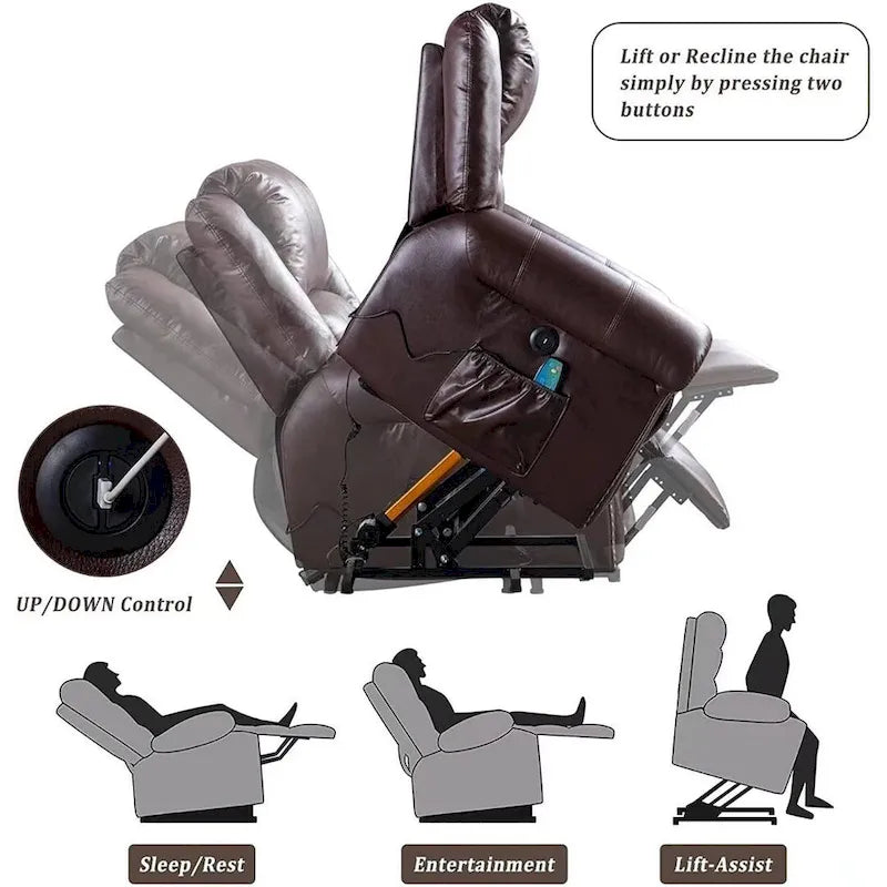Fauteuil inclinable électrique respirant Rivet avec massage, chaleur et port USB
