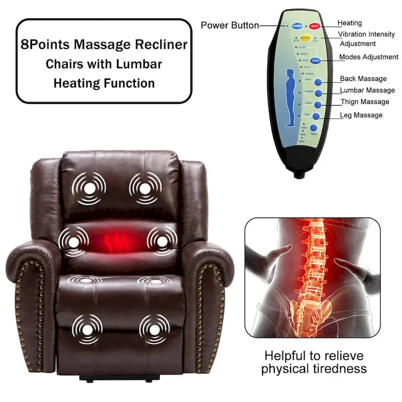 Fauteuil inclinable électrique respirant Rivet avec massage, chaleur et port USB