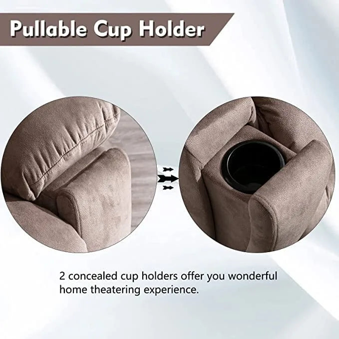 Fauteuil inclinable releveur électrique surdimensionné avec massage et chauffage et 2 porte-gobelets dissimulés pour personnes âgées