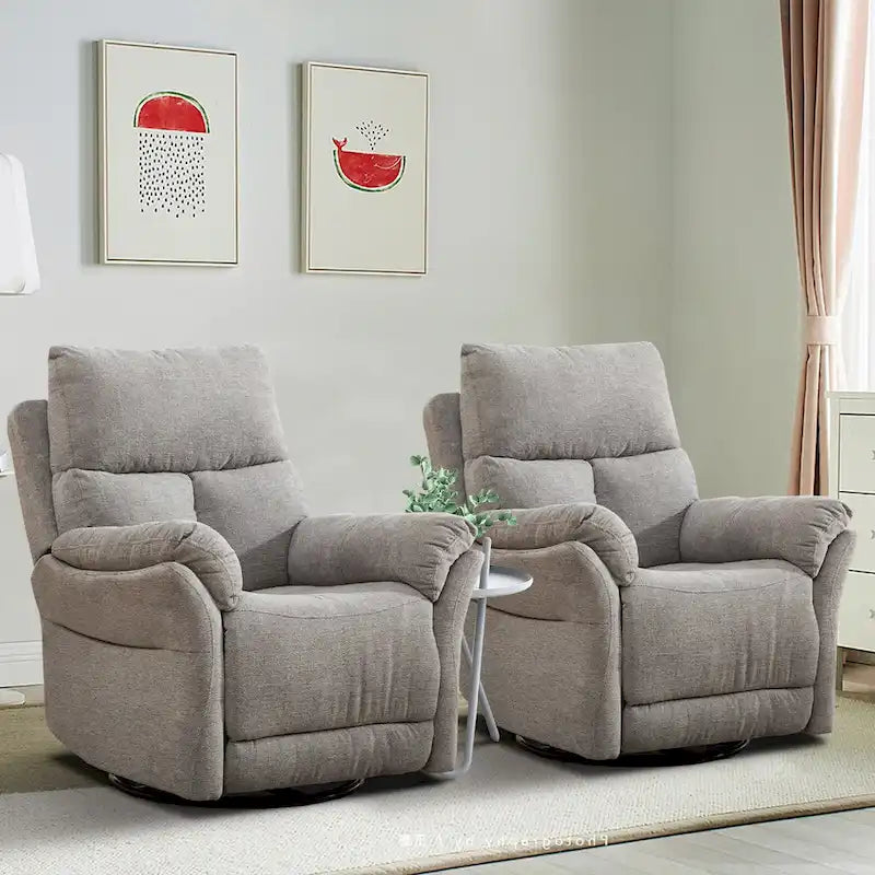 Fauteuil inclinable pivotant en tissu, canapé inclinable manuel, ensemble de deux