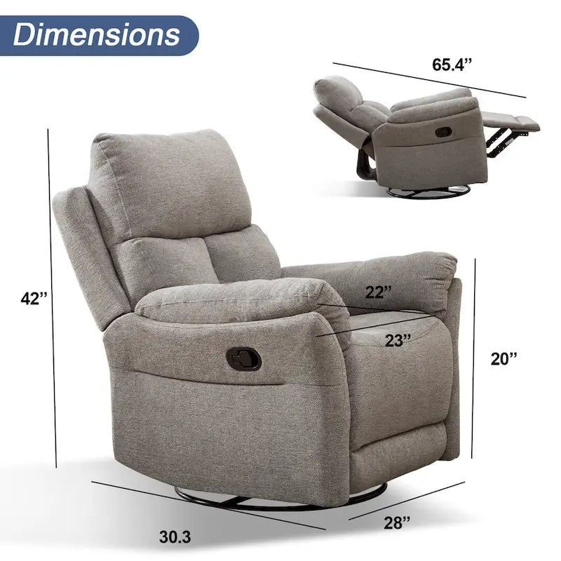 Fauteuil inclinable pivotant en tissu, canapé inclinable manuel, ensemble de deux