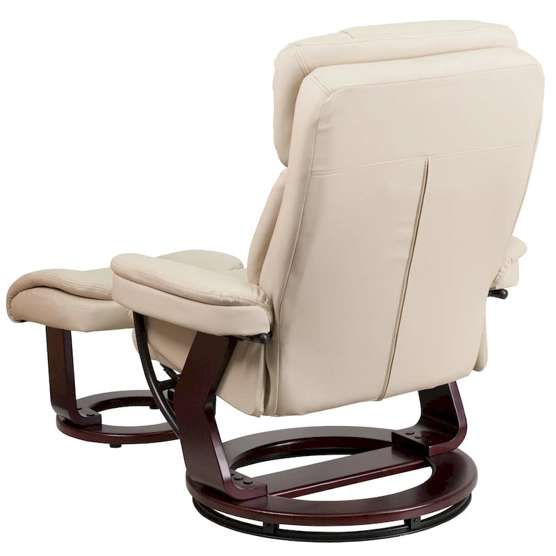 Fauteuil inclinable contemporain multiposition et ottoman incurvé avec base pivotante - 34 - 44,5P x 33L x 41,25H