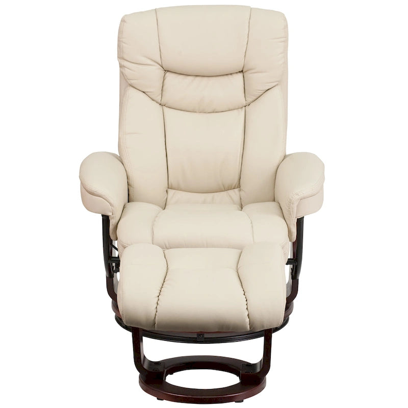 Fauteuil inclinable contemporain multiposition et ottoman incurvé avec base pivotante - 34 - 44,5P x 33L x 41,25H