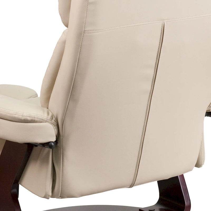 Fauteuil inclinable contemporain multiposition et ottoman incurvé avec base pivotante - 34 - 44,5P x 33L x 41,25H