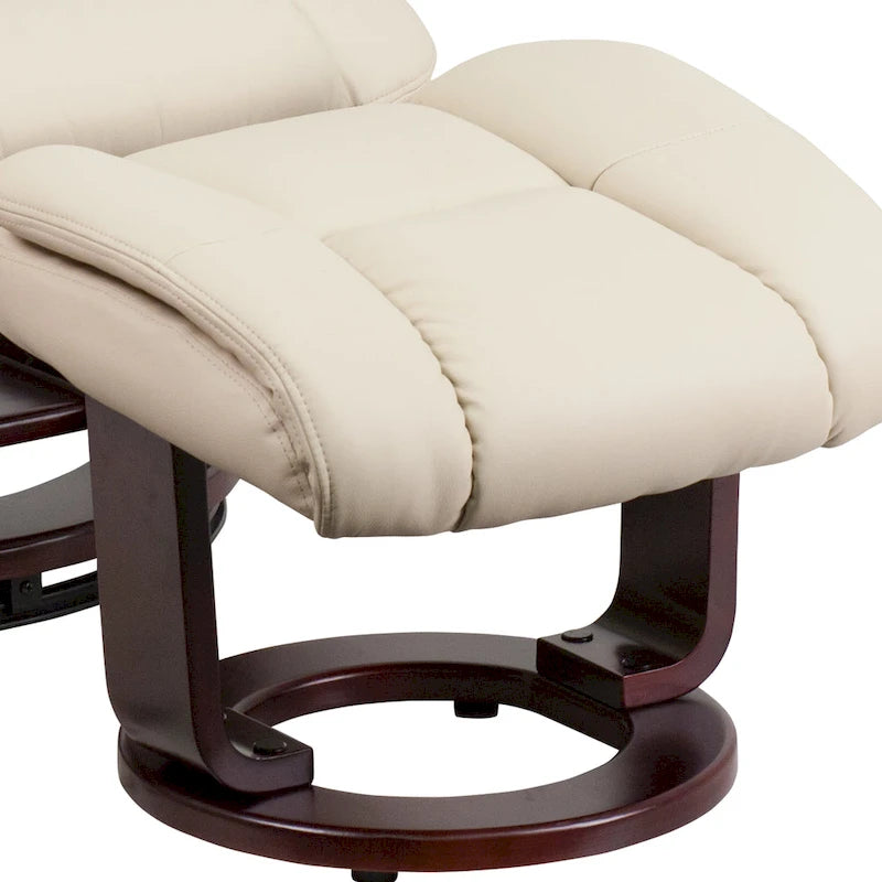 Fauteuil inclinable contemporain multiposition et ottoman incurvé avec base pivotante - 34 - 44,5P x 33L x 41,25H