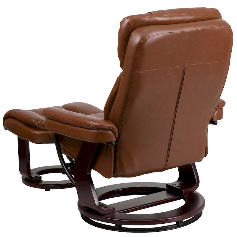 Fauteuil inclinable contemporain multiposition et ottoman incurvé avec base pivotante - 34 - 44,5P x 33L x 41,25H