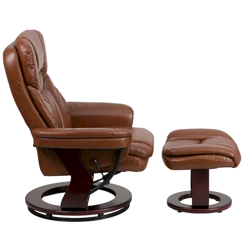 Fauteuil inclinable contemporain multiposition et ottoman incurvé avec base pivotante - 34 - 44,5P x 33L x 41,25H