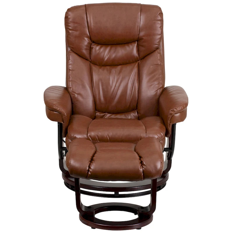 Fauteuil inclinable contemporain multiposition et ottoman incurvé avec base pivotante - 34 - 44,5P x 33L x 41,25H