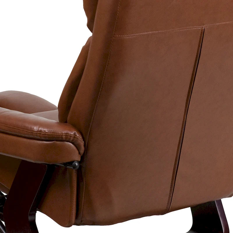 Fauteuil inclinable contemporain multiposition et ottoman incurvé avec base pivotante - 34 - 44,5P x 33L x 41,25H