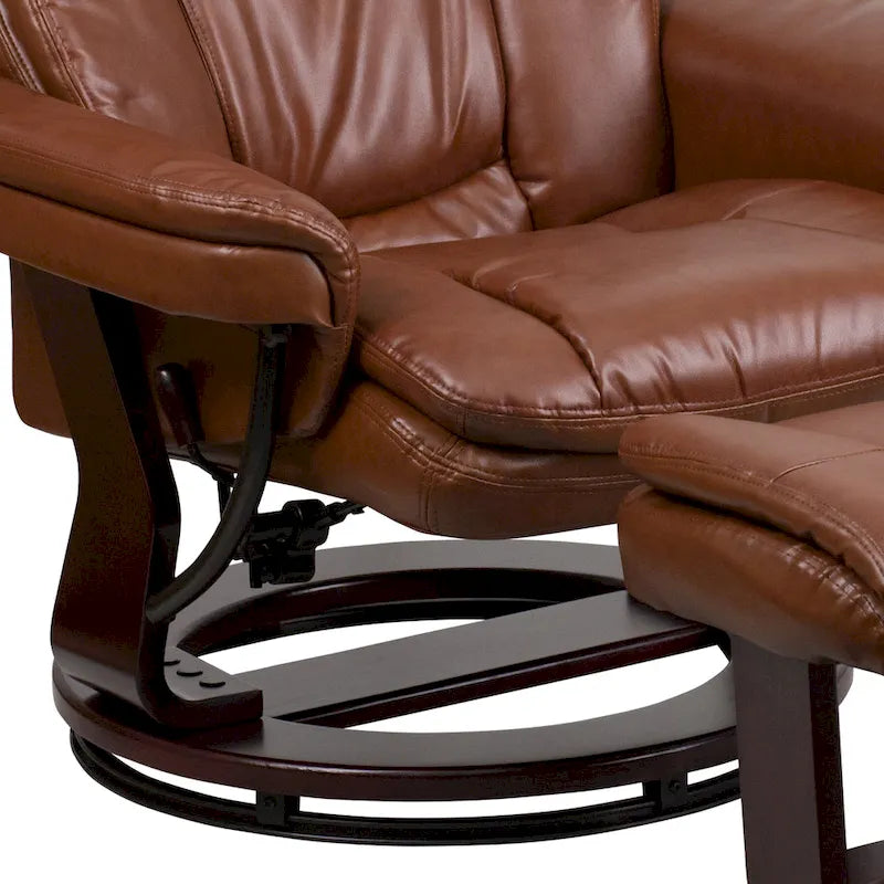 Fauteuil inclinable contemporain multiposition et ottoman incurvé avec base pivotante - 34 - 44,5P x 33L x 41,25H