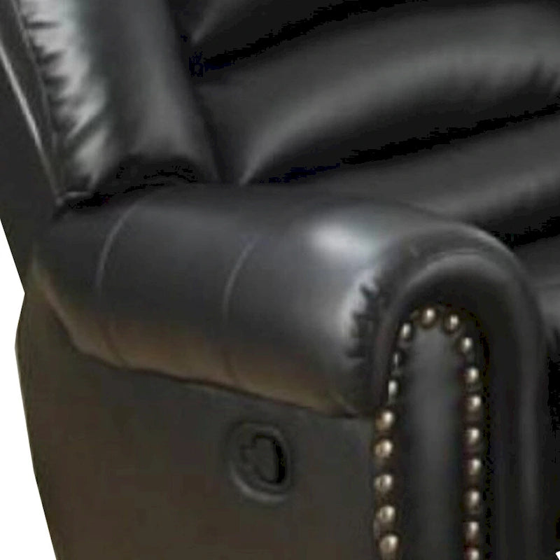 Fauteuil inclinable/à bascule en cuir reconstitué et contreplaqué Immense Relief, noir