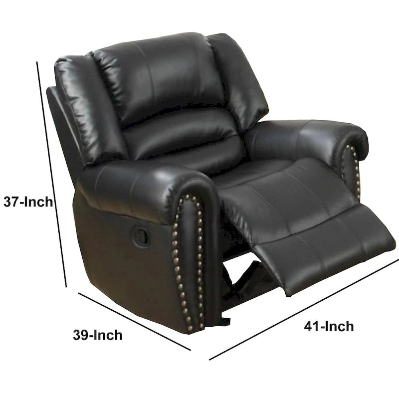 Fauteuil inclinable/à bascule en cuir reconstitué et contreplaqué Immense Relief, noir