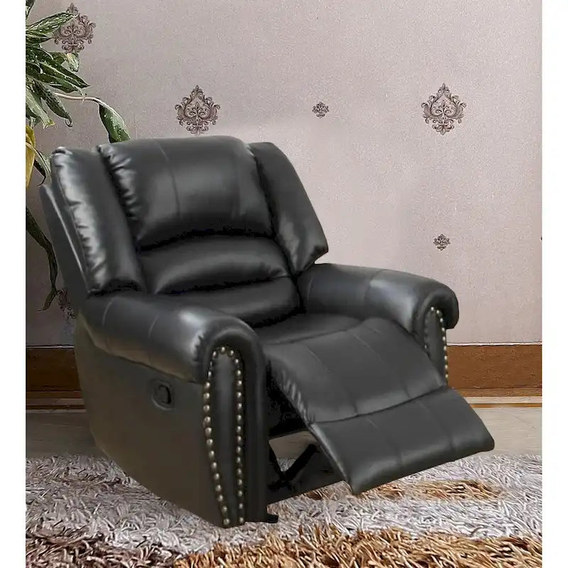 Fauteuil inclinable/à bascule en cuir reconstitué et contreplaqué Immense Relief, noir