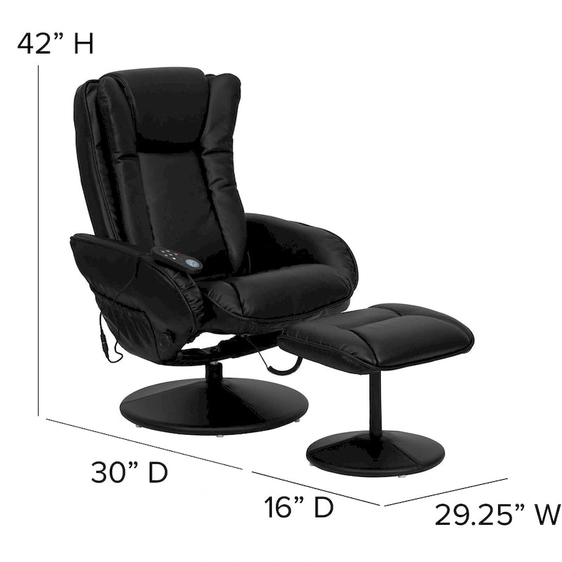 Fauteuil inclinable multiposition LeatherSoft massant avec pouf