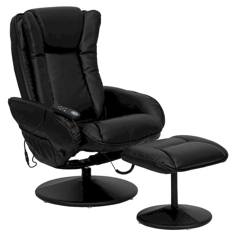 Fauteuil inclinable multiposition LeatherSoft massant avec pouf