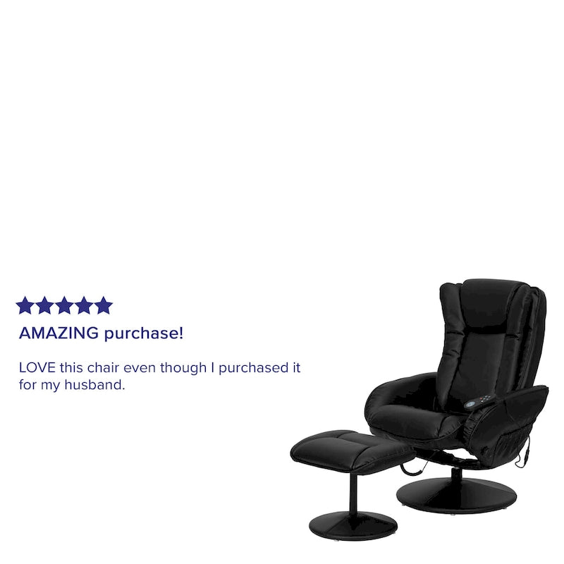 Fauteuil inclinable multiposition LeatherSoft massant avec pouf