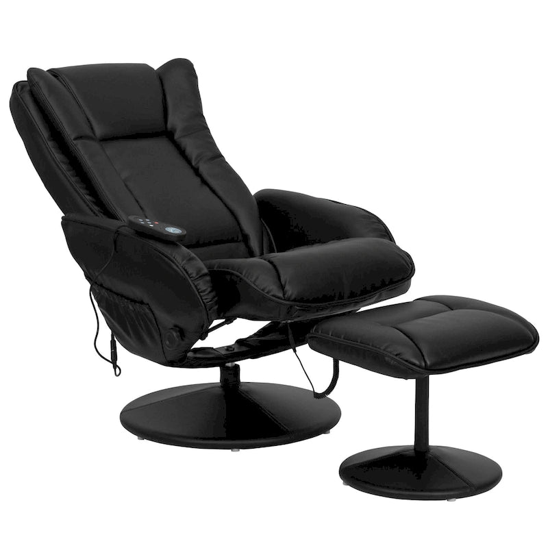 Fauteuil inclinable multiposition LeatherSoft massant avec pouf