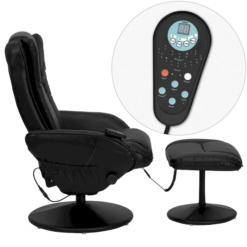 Fauteuil inclinable multiposition LeatherSoft massant avec pouf