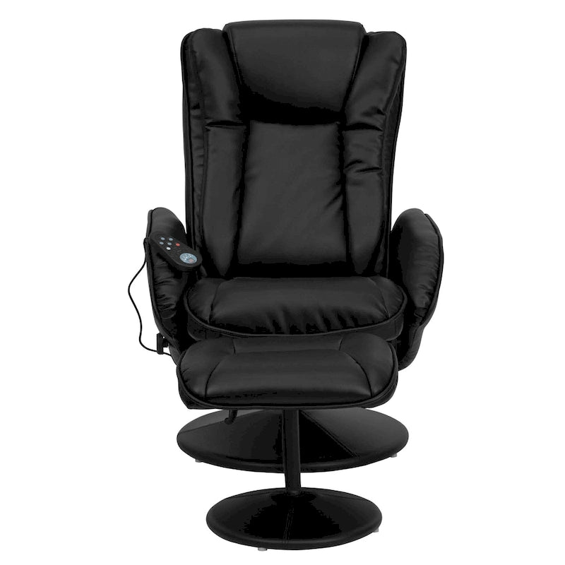 Fauteuil inclinable multiposition LeatherSoft massant avec pouf