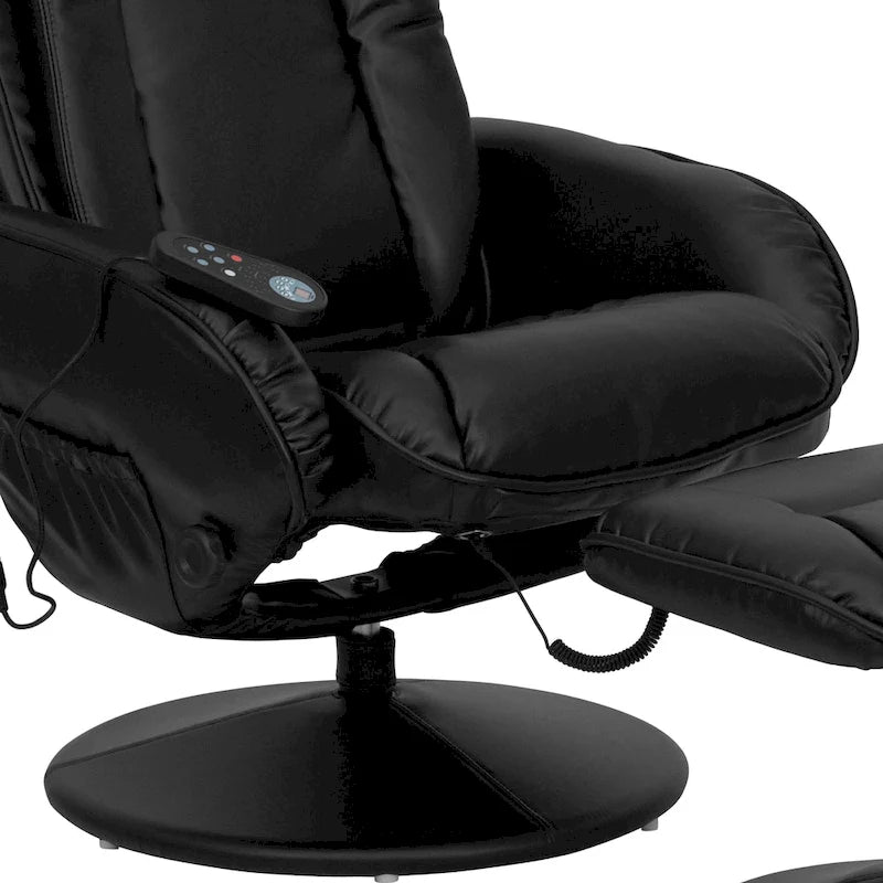 Fauteuil inclinable multiposition LeatherSoft massant avec pouf