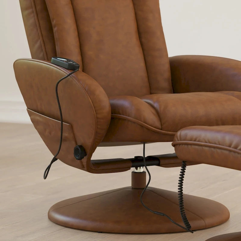 Fauteuil inclinable multiposition LeatherSoft massant avec pouf