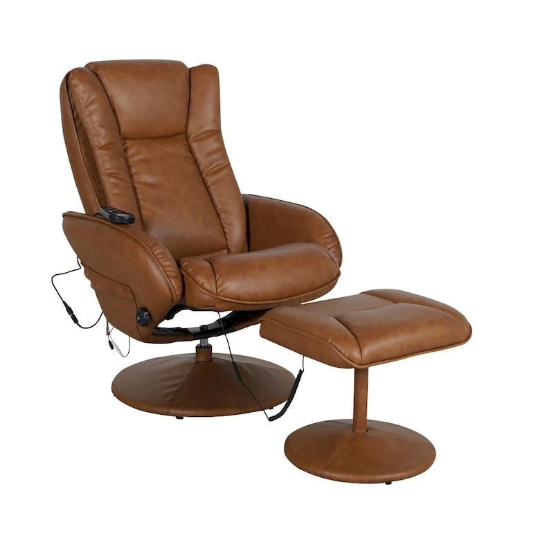 Fauteuil inclinable multiposition LeatherSoft massant avec pouf